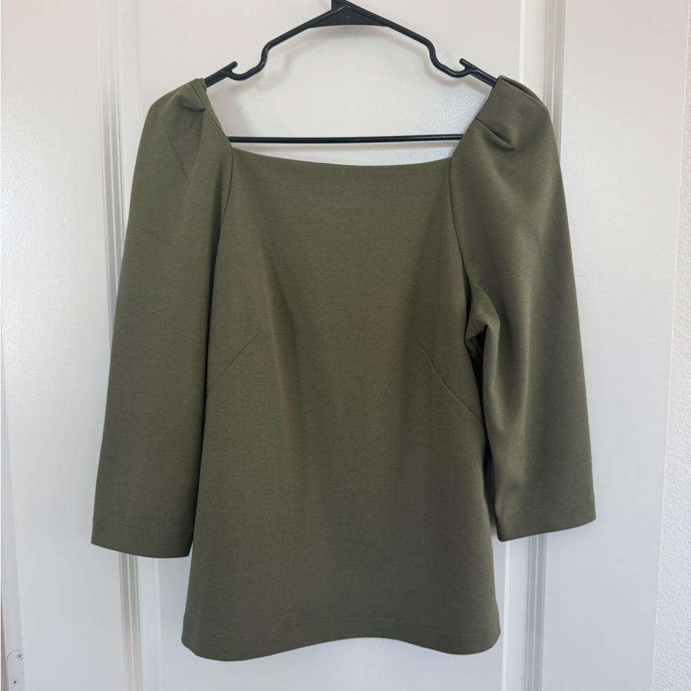 Ann Taylor Olive Green Square Neck Blouse